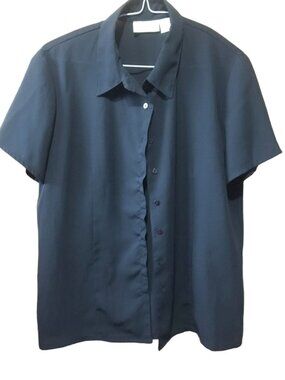 Women's Short-Sleeve Button Front Blouse - Navy